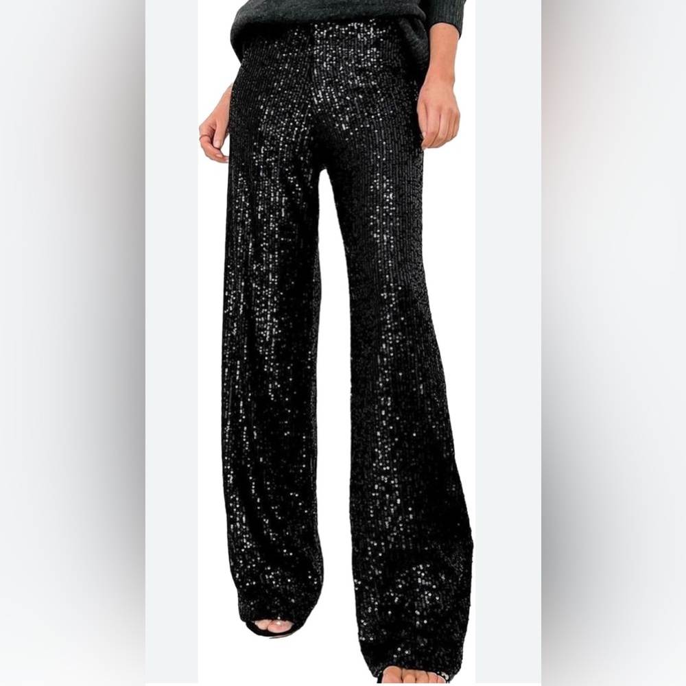 Zara Shimmering Black Flare Pants